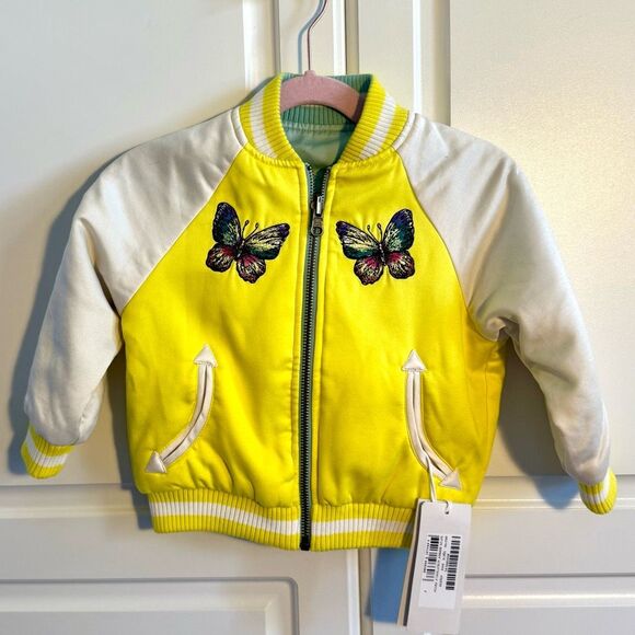 NWT Stella  McCartney Kids Reversible Butterfly Bomber Jacket.  Size 2 - Picture 3 of 15